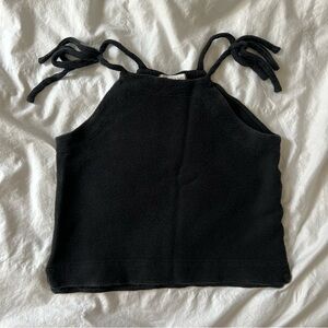 Madewell Black Tie-Strap Cropped Tank Top